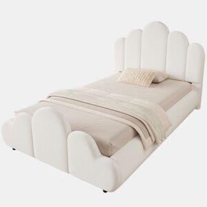 Cama juvenil,cama de solteiro de tecido 90x200 cm,bege