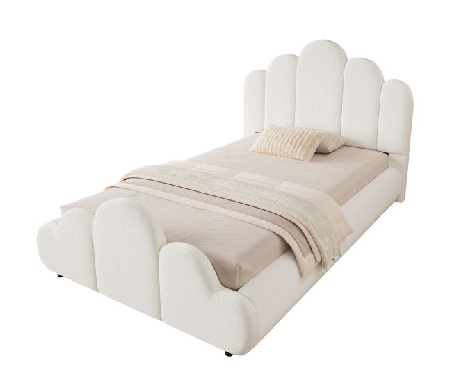 Cama juvenil,cama individual de tela 90x200 cm,beige