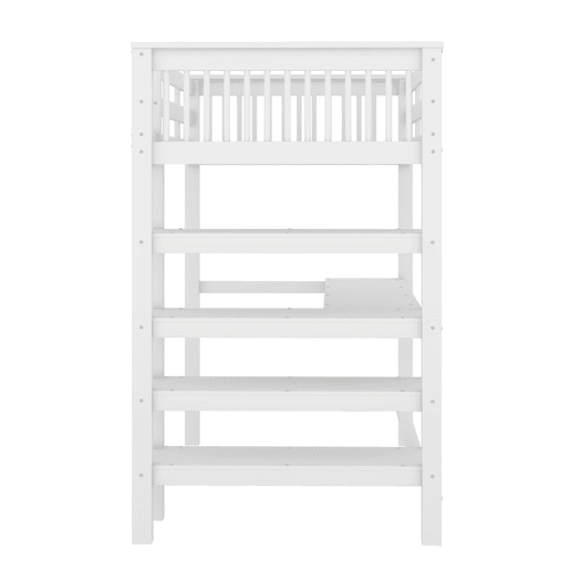 Cama alta 90x200 - Cama infantil com compartimentos de arrumação e secretária por baixo - Branco