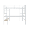 Cama mezzanine em ferro - 140x200 cm - com secretária e 5 prateleiras - Branco