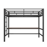 Cama alta 90x200 cm - Com grade, escada, mesa com USB e tomada, faixa de luz com controle por app, com luzes LED, em conformidade com a norma EN747 - Preto
