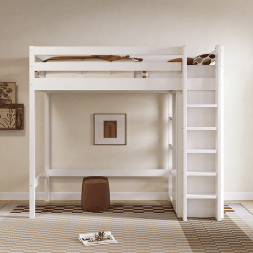 Cama infantil 90x200 cm - Cama individual com armário e 6 prateleiras, fácil de montar, material de alta qualidade - Branco Cama infantil 90x200 cm - Cama individual com armário e 6 prateleiras, fácil de montar, material de alta qualidade - Branco