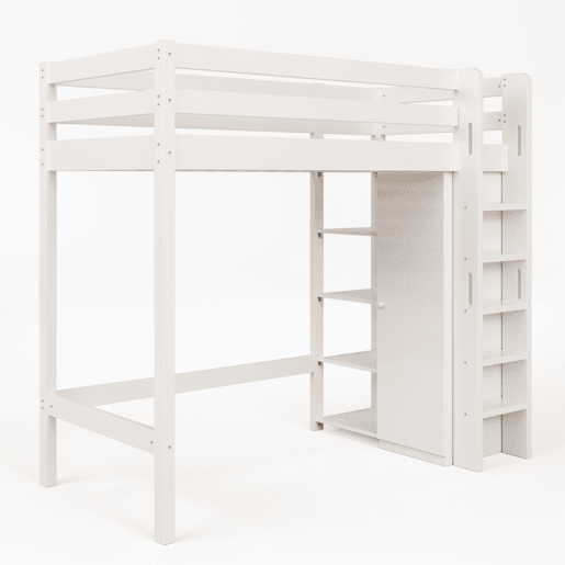 Cama infantil 90x200 cm - Cama individual com armário e 6 prateleiras, fácil de montar, material de alta qualidade - Branco Cama infantil 90x200 cm - Cama individual com armário e 6 prateleiras, fácil de montar, material de alta qualidade - Branco