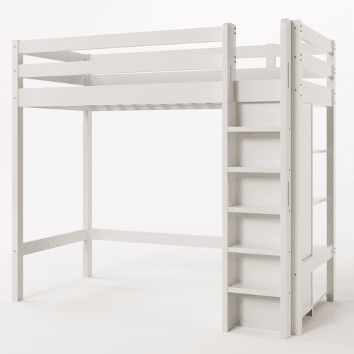 Cama infantil 90x200 cm - Cama individual com armário e 6 prateleiras, fácil de montar, material de alta qualidade - Branco Cama infantil 90x200 cm - Cama individual com armário e 6 prateleiras, fácil de montar, material de alta qualidade - Branco