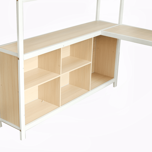 Cama loft 140x200 cm - Com arrumação debaixo da secretária e armário - Branco+Natural Cama loft 140x200 cm - Com arrumação debaixo da secretária e armário - Branco+Natural