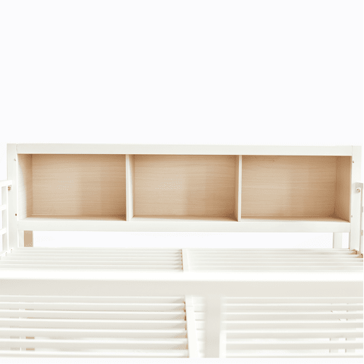 Cama loft 140x200 cm - Com arrumação debaixo da secretária e armário - Branco+Natural Cama loft 140x200 cm - Com arrumação debaixo da secretária e armário - Branco+Natural