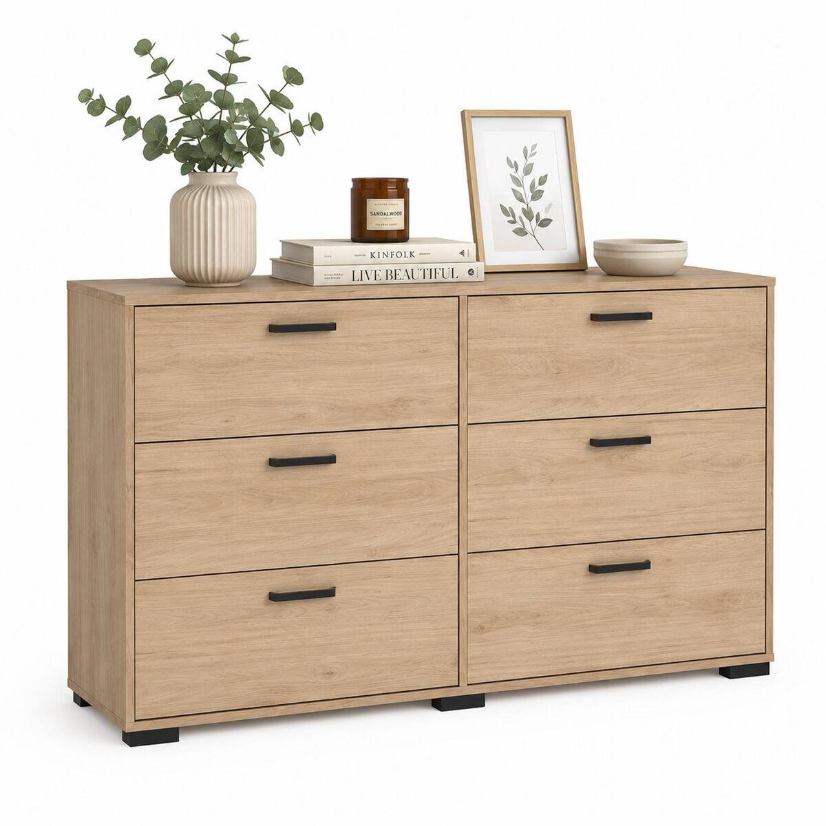 Aparador Eria doble 6 cajones - Mueble auxiliar 139 Madera