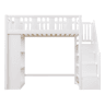 Cama alta 90x200 cm - Cama infantil com escada de arrumação, cama multifuncional com grandes compartimentos, cama juvenil em madeira - Branco
