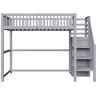 Cama mezzanine em madeira 90x200cm - com roupeiro - Cinzento