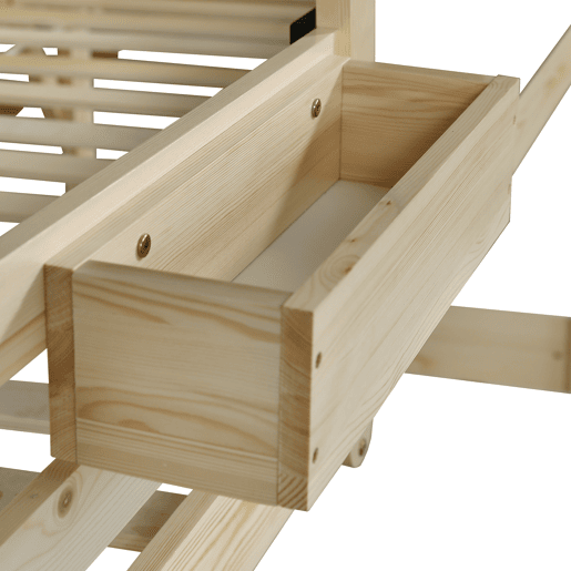 Cama mezzanine em madeira 90x200 cm - com ardósia e escada de arrumação - Natural Cama mezzanine em madeira 90x200 cm - com ardósia e escada de arrumação - Natural