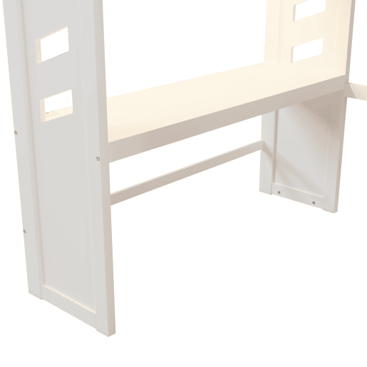 Cama alta 140x200 cm - Com secretária, LED, 1 USB, 1 Type-C, prateleira, sem colchão - Branco