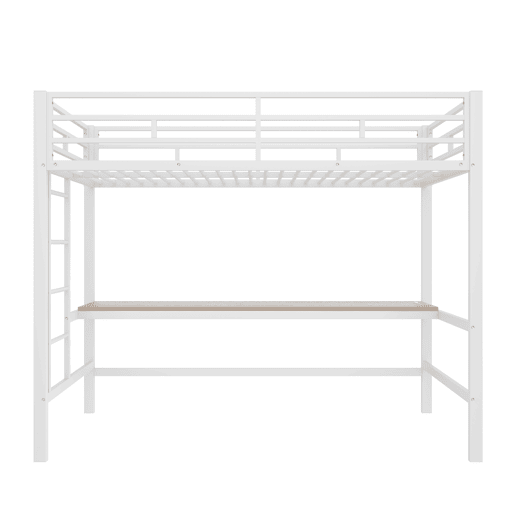 Cama alta 90*200 cm - Com grade, escada, mesa com USB e tomada, faixa de luz com controle por app, com LED, em conformidade com a norma EN747 - Branca Cama alta 90*200 cm - Com grade, escada, mesa com USB e tomada, faixa de luz com controle por app, com LED, em conformidade com a norma EN747 - Branca