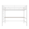 Cama alta 90*200 cm - Com grade, escada, mesa com USB e tomada, faixa de luz com controle por app, com LED, em conformidade com a norma EN747 - Branca