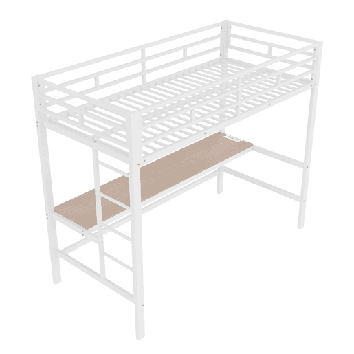 Cama alta 90*200 cm - Com grade, escada, mesa com USB e tomada, faixa de luz com controle por app, com LED, em conformidade com a norma EN747 - Branca Cama alta 90*200 cm - Com grade, escada, mesa com USB e tomada, faixa de luz com controle por app, com LED, em conformidade com a norma EN747 - Branca