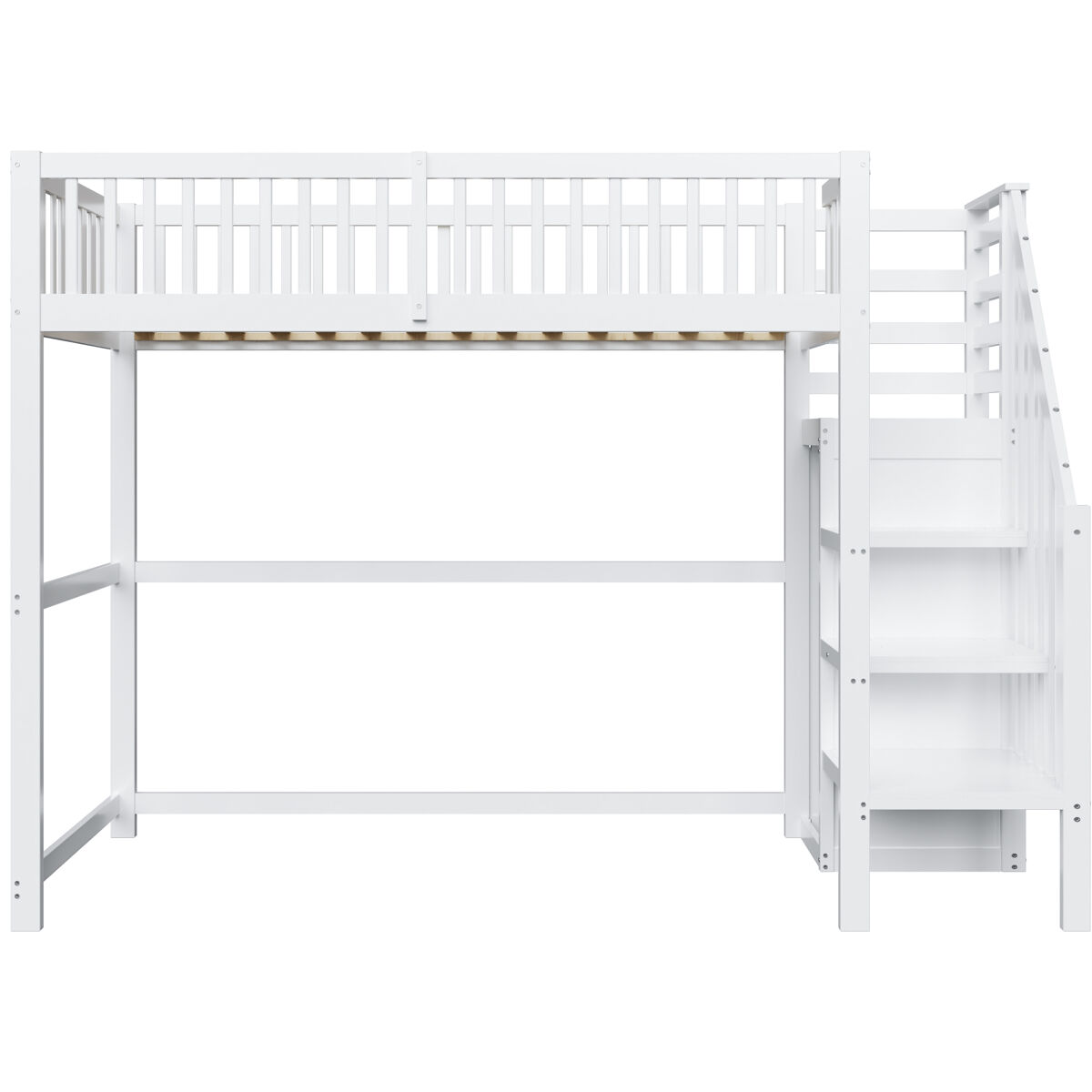 Cama entrepiso de madera 90x200cm - con armario - blanco
