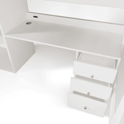 Cama infantil loft 90x200 - com secretária USB-C, armário, gaveteiro, escada, estrado e arrumação - sem colchão Cama infantil loft 90x200 - com secretária USB-C, armário, gaveteiro, escada, estrado e arrumação - sem colchão