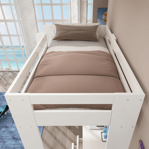 Cama infantil loft 90x200 - com secretária USB-C, armário, gaveteiro, escada, estrado e arrumação - sem colchão Cama infantil loft 90x200 - com secretária USB-C, armário, gaveteiro, escada, estrado e arrumação - sem colchão