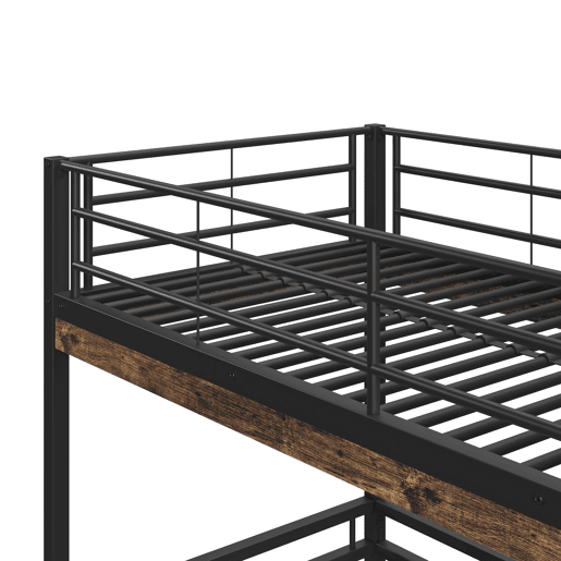 Cama mezzanine 90x200cm - com secretária + prateleiras + barreiras - Preto