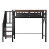 Cama alta metálica 90x200 cm - Com proteção de segurança exclusiva com janela, escada de segurança, espaço sob a cama para cobertura de tecido - Preta