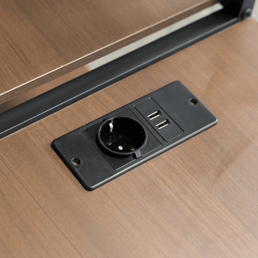 Cama alta 90x200 com suporte para TV, tomada e escada de segurança - Combinação metal-madeira, preto Cama alta 90x200 com suporte para TV, tomada e escada de segurança - Combinação metal-madeira, preto