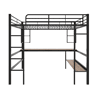 Cama mezzanine em ferro - 140x200 cm - com secretária e 5 prateleiras - Preto