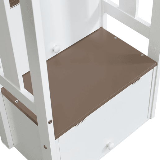 Beliche 90x200cm - Com janela, escorregador, escada com corrimão, 2 gavetas na escada, design versátil, grande capacidade de armazenamento - Branco+Madeira Beliche 90x200cm - Com janela, escorregador, escada com corrimão, 2 gavetas na escada, design versátil, grande capacidade de armazenamento - Branco+Madeira