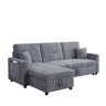 Sofá-cama de canto L de 3 lugares - modular com chaise longue, função de cama e arrumação - cinzento