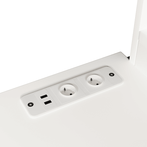 Cama alta 90x200 cm - Com luzes LED, janela, escada com arrumação, secretária, tomada - Branco+Natural