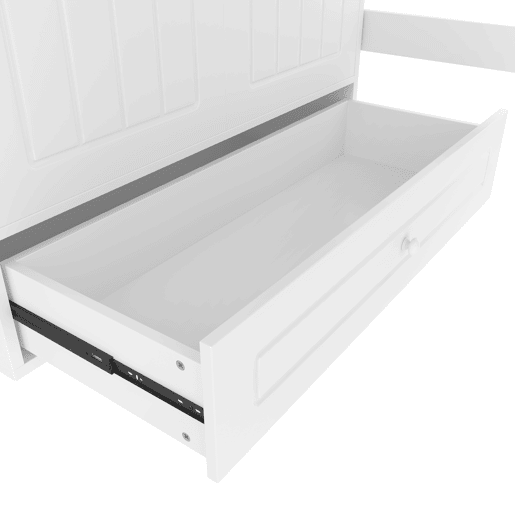 Cama alta infantil 90x200cm - Com LED, armário e gaveta, sem colchão - Branco