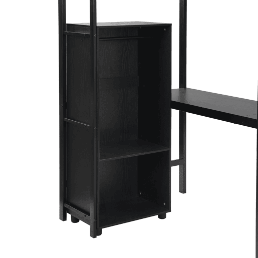 Beliche 90x200cm - Com mesa e armário, com escada de 5 degraus, estrutura de ferro, cor preta Beliche 90x200cm - Com mesa e armário, com escada de 5 degraus, estrutura de ferro, cor preta