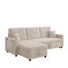 Sofá-cama de canto de 3 lugares - modular com chaise longue, espaço de arrumação e função de cama - Bege