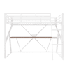 Cama alta 90x200cm - Estrutura em ferro, LED, corrimão, escada, secretária - Branco