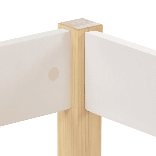 Cama alta com grades de proteção - madeira maciça de pinho - 90x190 cm - Branco