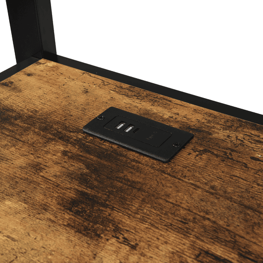 Cama loft 120x200cm - Escada lateral com corrimão, porta de carga, cabides, prateleira, proteção contra tombamento - Preto + Nogueira Escura
