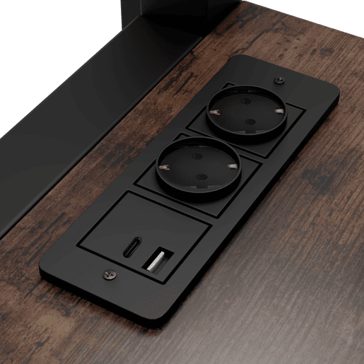 Cama alta 140x200cm - Estrutura metálica, prateleiras, secretária com tomada e USB tipo C, grade, escada, sem colchão - Preto