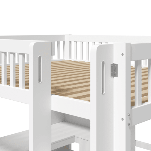 Cama alta 140x200 cm - Estante, escada, secretária, 3 gavetas - Branco Cama alta 140x200 cm - Estante, escada, secretária, 3 gavetas - Branco