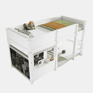Cama alta 90x200cm - com 2 painéis de graffiti - Branco