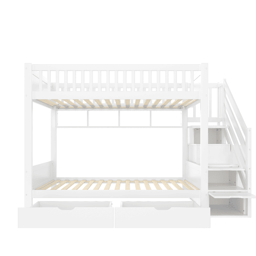 Cama alta 90x200cm - com gaveta, prateleira, armário e espaço de arrumação - Branco