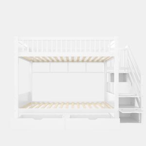 Cama alta 90x200cm - com gaveta, prateleira, armário e espaço de arrumação - Branco