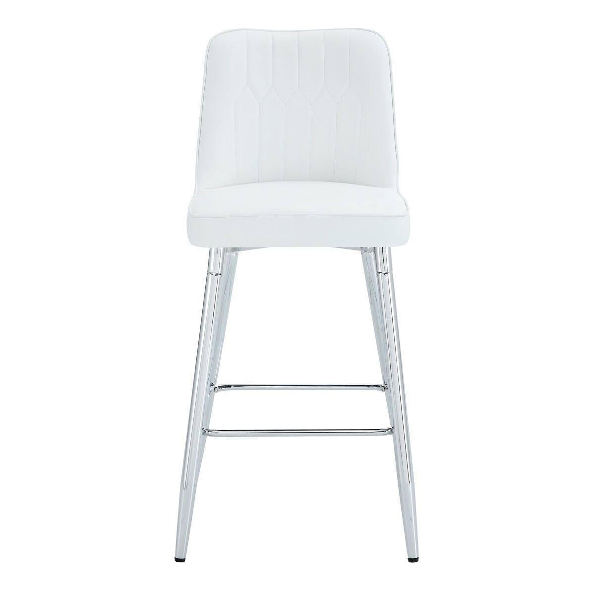 Juego de 2 taburetes de bar, 100 cm - cuero pu blanco, estructura metálica plateada, reposapiés cómodo - blanco y plata