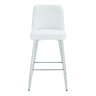 Conjunto de 2 bancos de bar, 100 cm - Couro PU branco, estrutura metálica prateada, apoio para os pés confortável - Branco e prateado