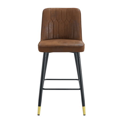 Conjunto de 2 bancos de bar, 100 cm de altura - Tecido técnico castanho com estrutura metálica preta e apoio para os pés confortável - Castanho e preto Conjunto de 2 bancos de bar, 100 cm de altura - Tecido técnico castanho com estrutura metálica preta e apoio para os pés confortável - Castanho e preto