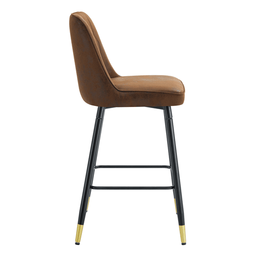 Conjunto de 2 bancos de bar, 100 cm de altura - Tecido técnico castanho com estrutura metálica preta e apoio para os pés confortável - Castanho e preto Conjunto de 2 bancos de bar, 100 cm de altura - Tecido técnico castanho com estrutura metálica preta e apoio para os pés confortável - Castanho e preto