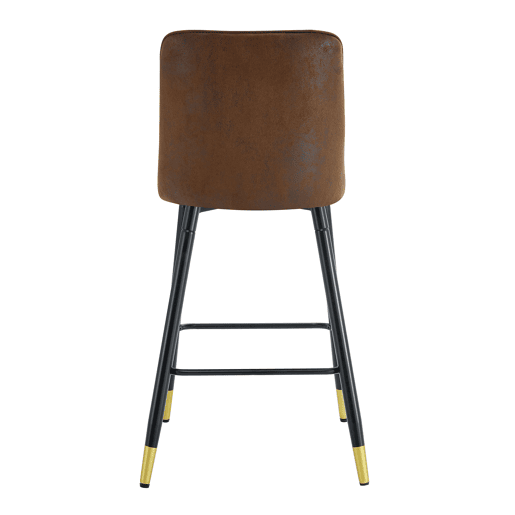 Conjunto de 2 bancos de bar, 100 cm de altura - Tecido técnico castanho com estrutura metálica preta e apoio para os pés confortável - Castanho e preto Conjunto de 2 bancos de bar, 100 cm de altura - Tecido técnico castanho com estrutura metálica preta e apoio para os pés confortável - Castanho e preto