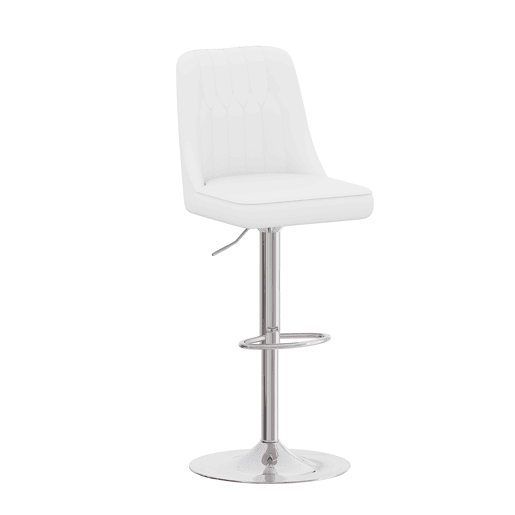 Bancos de bar ajustáveis, 2 unidades - giratórios a 360°, encosto com estofamento em PU - branco e prateado Bancos de bar ajustáveis, 2 unidades - giratórios a 360°, encosto com estofamento em PU - branco e prateado