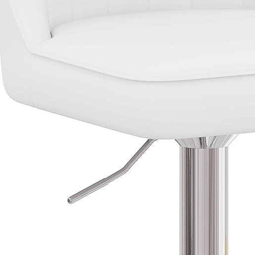 Bancos de bar ajustáveis, 2 unidades - giratórios a 360°, encosto com estofamento em PU - branco e prateado Bancos de bar ajustáveis, 2 unidades - giratórios a 360°, encosto com estofamento em PU - branco e prateado