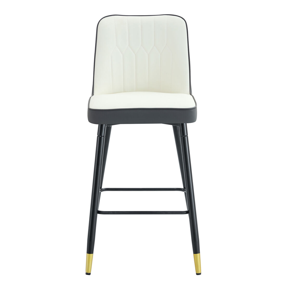 Juego de 2 taburetes de bar 100 cm - pu cuero, base metálica negra, reposapiés cómodo - gris oscuro, blanco+plata