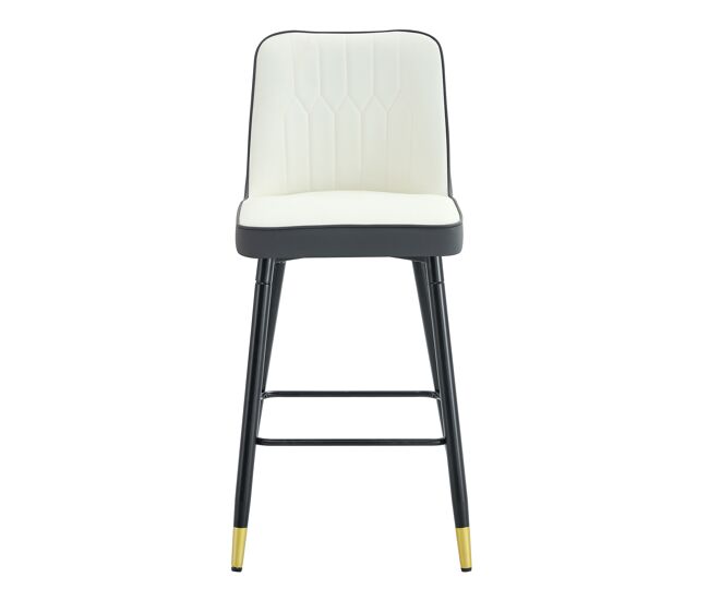 Juego de 2 taburetes de bar 100 cm - pu cuero, base metálica negra, reposapiés cómodo - gris oscuro, blanco+plata