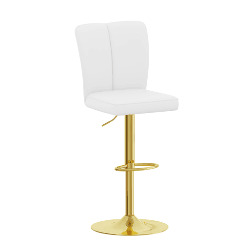 Bancos de bar ajustáveis, 2 unidades - giratórios a 360° - PU resistente à água - Branco + Dourado Bancos de bar ajustáveis, 2 unidades - giratórios a 360° - PU resistente à água - Branco + Dourado