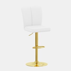 Bancos de bar ajustáveis, 2 unidades - giratórios a 360° - PU resistente à água - Branco + Dourado
